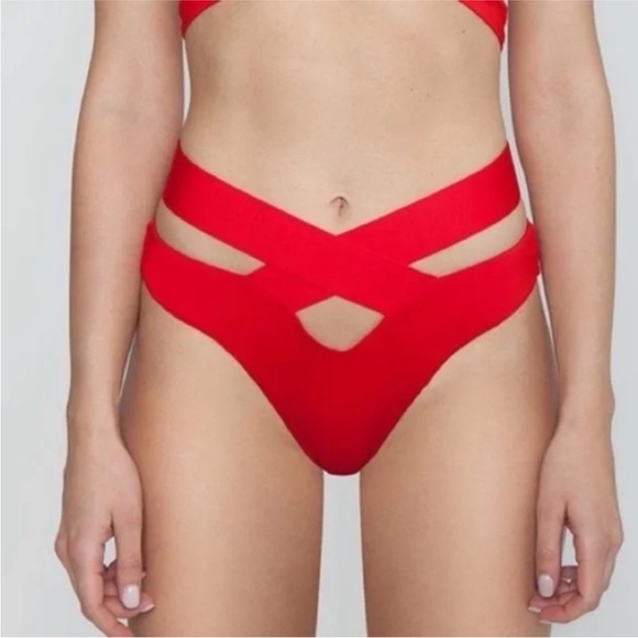 Monica Hansen Beachwear - Red Two Piece Women's Swimsuit - Picture 15 of 16